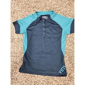 Yeti Cycling Jersey Bicycle Ride Button Shirt Blue Womens Small